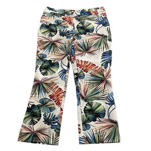 Chico’s Tropical Palm Cropped Ankle Pants.  Size 2P